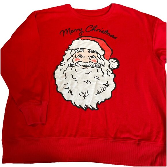 Retro Christmas Crewneck Sweatshirt Women's XL 16-18 Holiday Time Santa Red - Picture 1 of 8